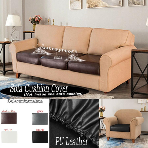 Sofa Seat Cushion Cover PU Leather Slipcover Stretch Couch Protector Replacement 