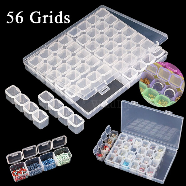 56 Grids Jewelry Box Diamond Embroidery Crystal Bead Organizer Storage Case #h4