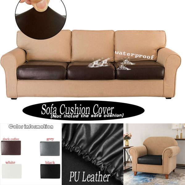 1 3seat Waterproof Sofa Seat Cushion, Brown Leather Couch Cushion Covers