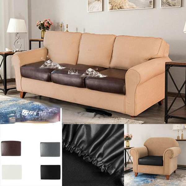 1 3seat Waterproof Sofa Seat Cushion, Leather Sofa Cushion Covers