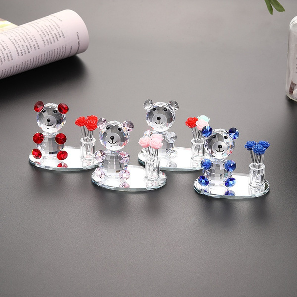 Cute Crystal Bear Crafts Ornaments Crystal Animal FIgurines Beautiful  Ornament Glass Bear Small Animal Home Table Decor | Wish