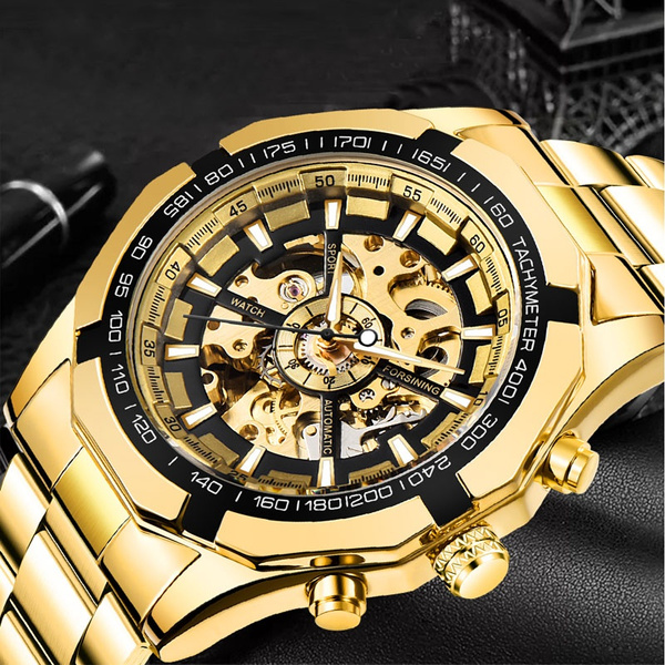 Tachymeter gold watch sale