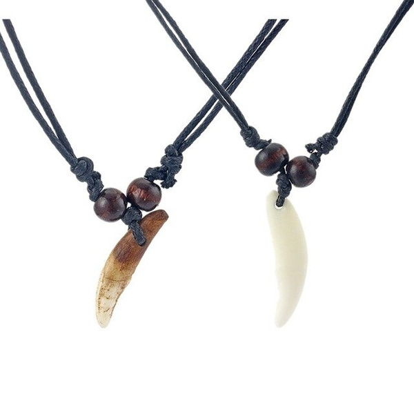 Brown Real Wolf Tooth Teeth Pendant 