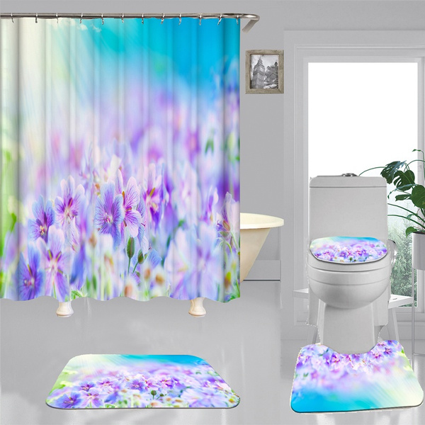 Home Decor Fashion Bathroom Shower Curtain Flower Printed Waterproof Bath Toilet Sets Cover Mat Non Slip Rug Set Accessories Wish Home Decor Fashion Bathroom Shower, Fashion Shower Curtain