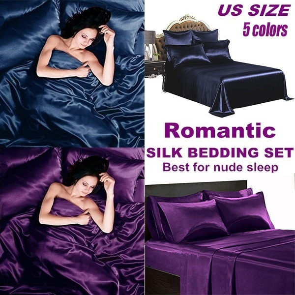 Luxury Bedding Set Queen King Size 4pcs Bed Linen Purple