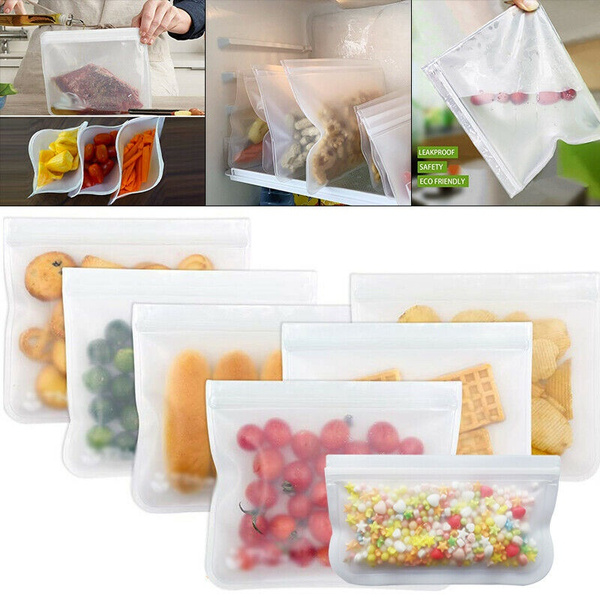 12Pcs Reusable Silicone Food Storage Bags Wrap Seal Bowl Vacuum 