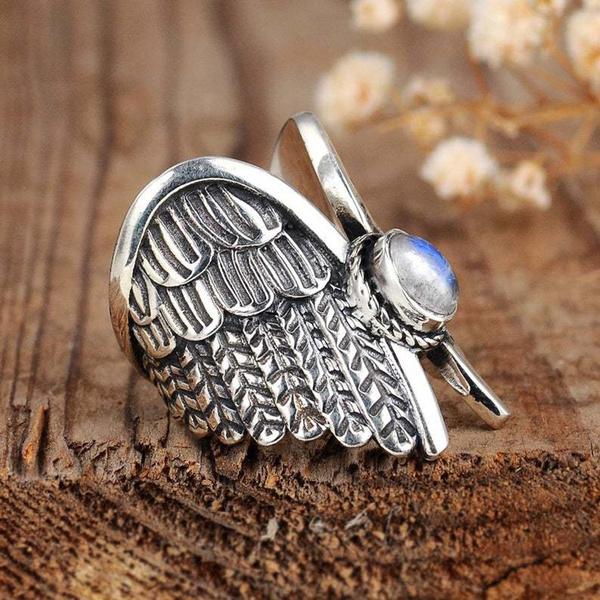 Angel Wings Ring 10K White Gold and Black Gold - Giliarto