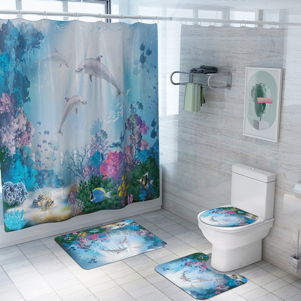 Dolphin Shower Curtain Sets and deals Bathroom Rugs and Accessories