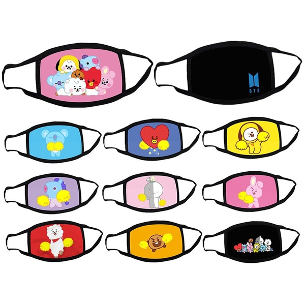 Download 9 Styles Fashion Kpop Bts Mask Bt21 Cartoon Mask Anti Fog Dust Proof Breathable Mask Outdoor Cute Face Mask Wish Yellowimages Mockups