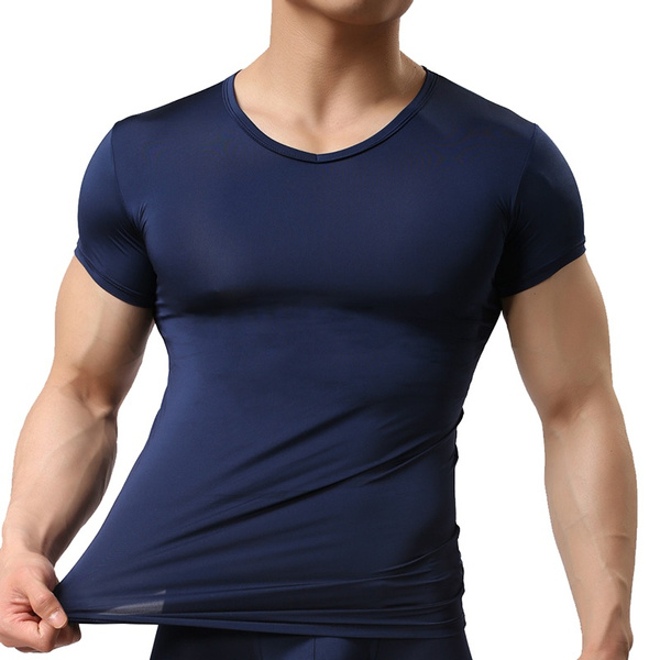 Men's Undershirt Ice Silk Sheer Short 