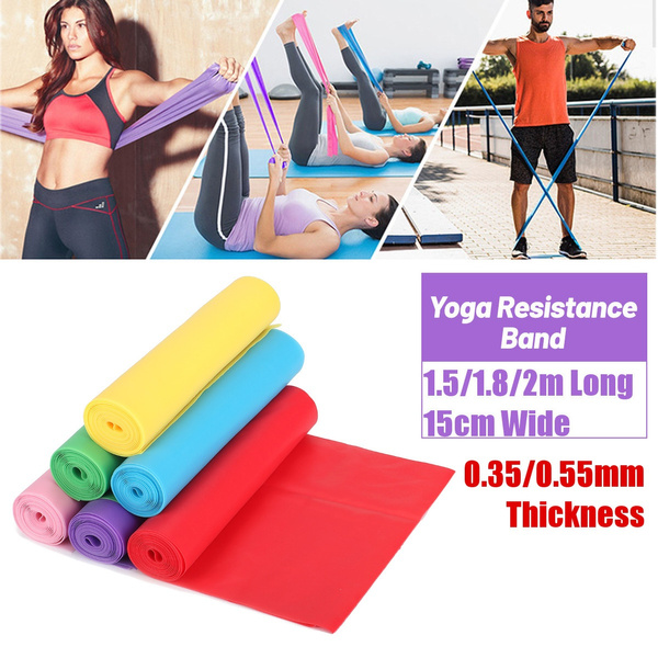 Fitness Band Belt Elastic Yoga Pilates Rubber Stretch Resistance Exercise 1.5/2m