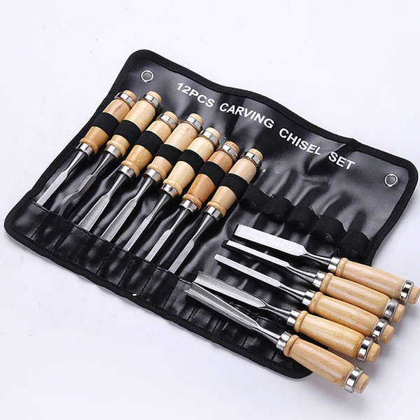 Professional 12 Pcs / Set Manual Wood Carving Hand Chisel Tool Set ...