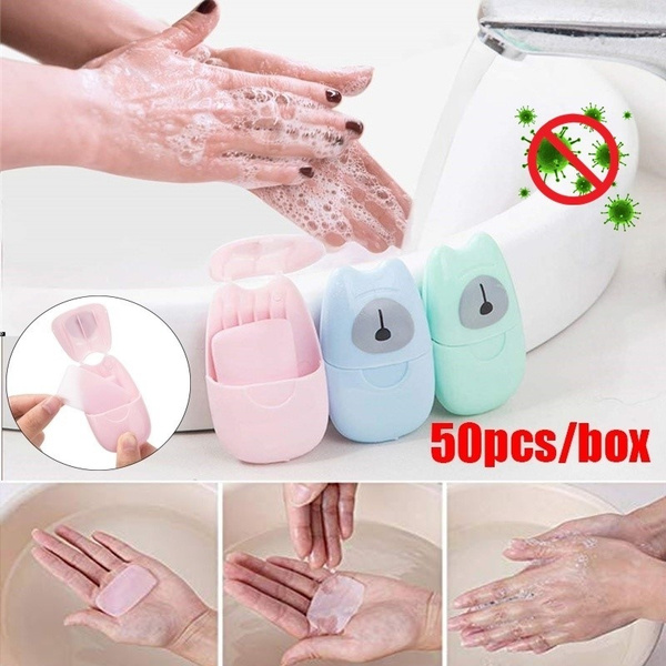 50 Pcs/box Disposable Boxed Paper Soap Travel Portable Hand Washing Box ...