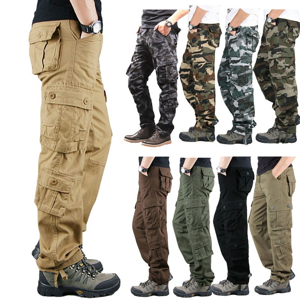 Men's Multi Pocket Cargo Pants Cotton Classic Casual Work Pants Plus