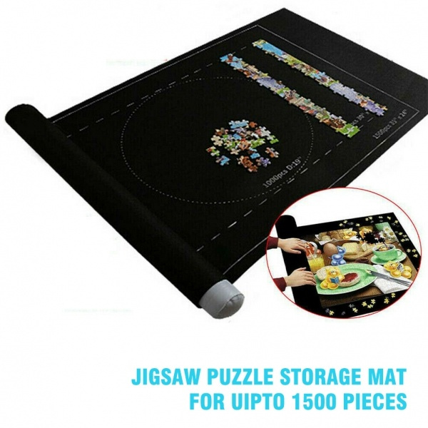 Rolling Up Jigsaw Storage Mat Pad Felt Black Puzzle Saver Organizer Blanket 