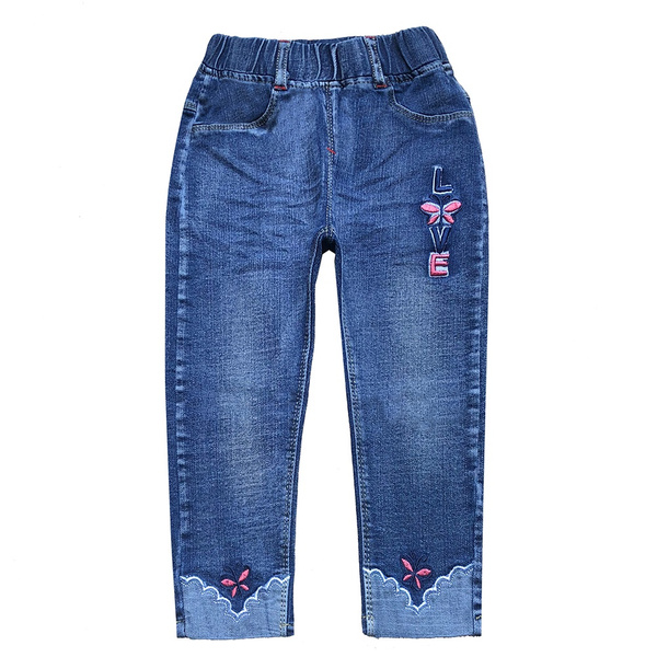 Spring Autumn Baby Girls Little Girls Jeans Girls' Embroidered Jeans
