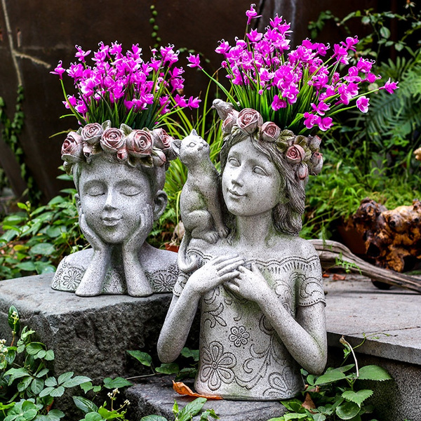 SHELL PLANTER Garden ornament concrete statue sculpture plant flower pot vase BA