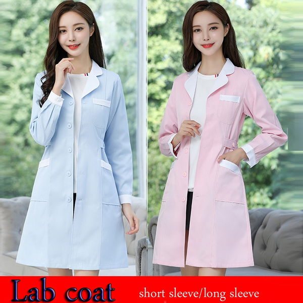 Women's Lab Coat Long Sleeves Jacket Doctor Work Clothes Nursing Dress