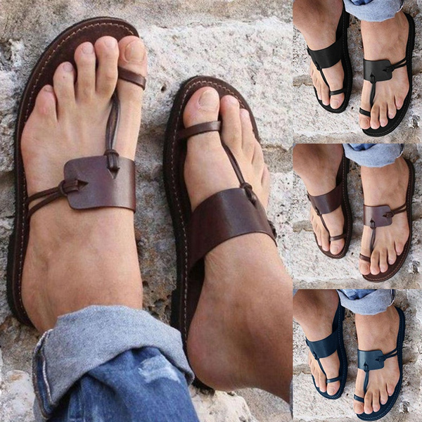 New Men Soft Sandals Retro Summer Shoes 