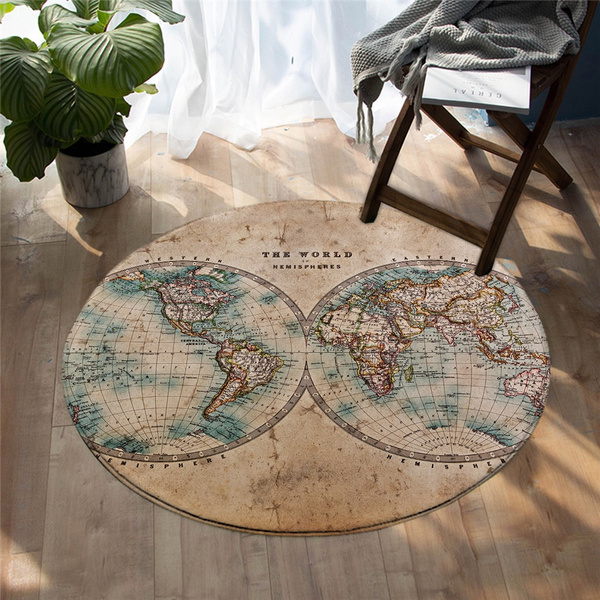 New World Map Round Rug 3d Printing, World Map Area Rug
