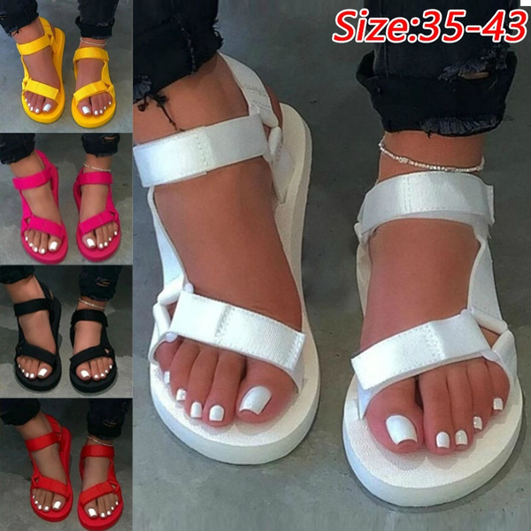 Velcro ankle strap flat with open toe sales plain sandals