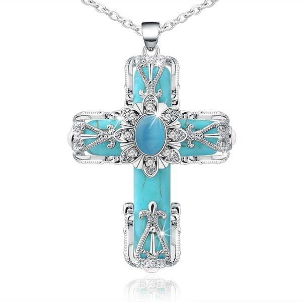 turquoise jewelry cross necklace