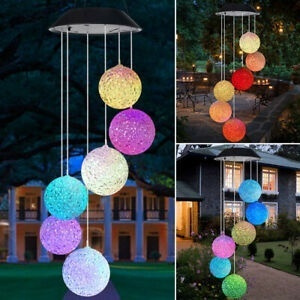 Colour Changing Hanging Wind Chimes LED Light Garden Outdoor Decor Solar Powered 