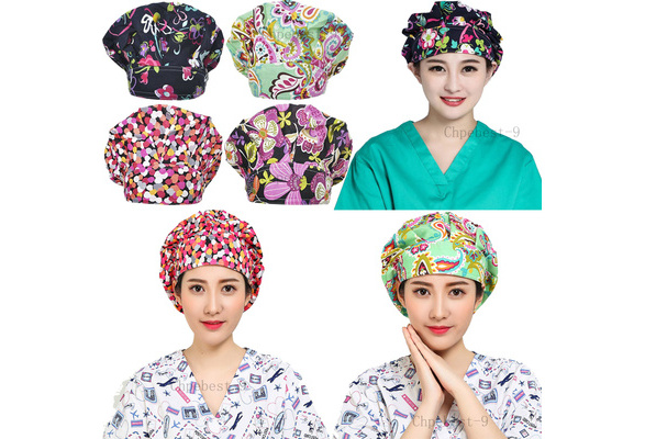 Unisex Surgical Caps Scrub Caps Surgical Bouffant Cap Doctor Nurse Cap Soft Sweat Band Surgeons Cap