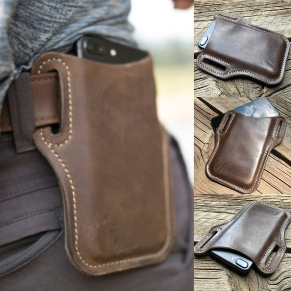 Leather Belt Bag Phone Wallet Purse for Men Loop Case Waist Pack