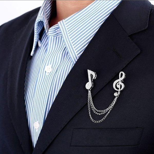 New Fashion Women Men Brooch Personality Suit Pin Jewelry Chain Brooches T Unisex Musical 