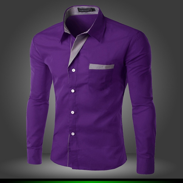 New Spring Men's Casual Shirt Slim Fit Long Sleeve Dress Shirt Business