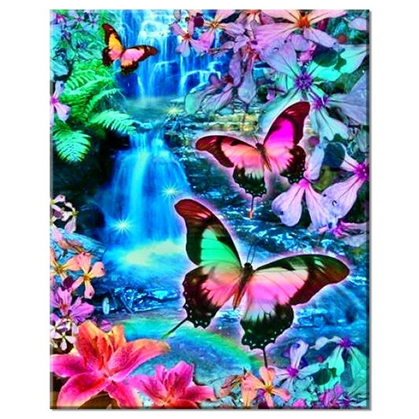 Butterfly Diamond Painting Hand Crafted Decor Cross Stitched Artwork Mosaic DIY