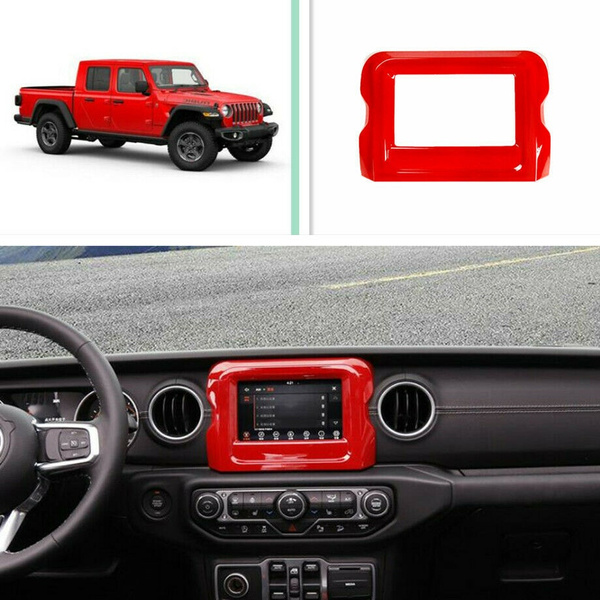 For 2020 Jeep Gladiator ABS Red Dashboard GPS Navigation Cover Frame Decor Trim