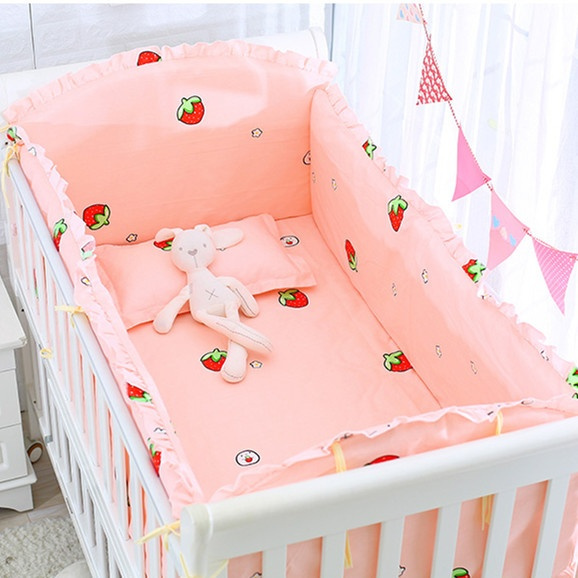 pink crib bumper set