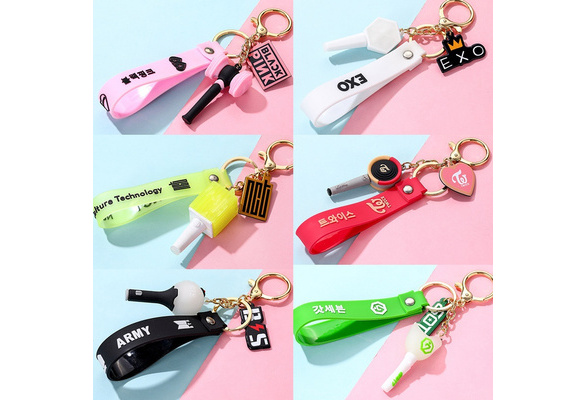 Kpop Bangtan Boys TWICE GOT7 BLACKPINK EXO NCT127 Lightstick Keychain  Fashion Keyring Pendant Accessories