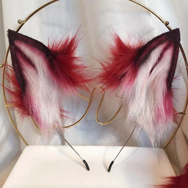 Lolita Cosplay Ear Red Wolf Anime Beast Ear Cosplay Ear Wolf Ear Cat Ear Fox Ear Headband Custom Ear Prop Cosplay Props