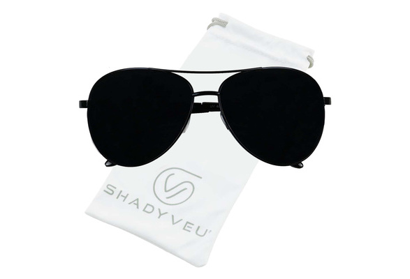ShadyVEU - Oversized Aviator Sunglasses Super Dark Black Lens