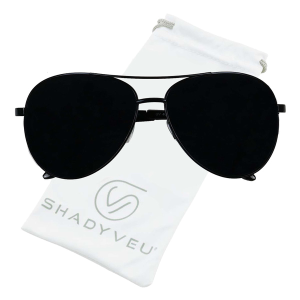 ShadyVEU Oversize Aviator Dark Black UV400 Protection Spring Hinge Vintage  Fashion Mens Womens Sunglasses