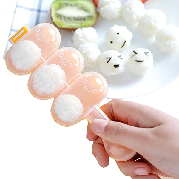 Rice Ball Making Kit Ball Shaped Sushi Molds Shaking Mould with Spoon  Seaweed Embossing Mold for Kids DIY Meal (Yellow) 