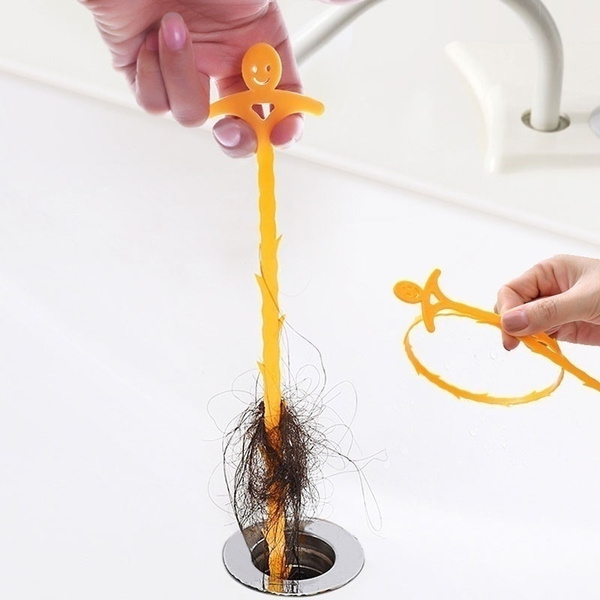 20-Inch Drain Hair Catcher Snake – Shower Drain Hair Trap Clog Remover, Orange