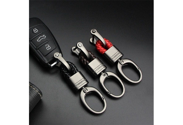 2Pcs Leather Rope KeyChain Hand Woven Horseshoe Buckle Key Ring Car Key  Rings For Car Fashion Key Accessory Keyrings Gifts