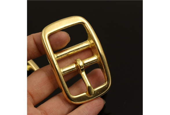 Details about / Sturdy Brass Rectangular Center Bar Pin Belt Buckle Replacement Fit 40mm Strap
