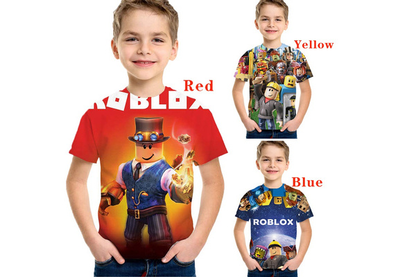 Summer Fashion New Children S Wear Roblox 3d Color Printing Cool Digital Printing Tshirt 110 160 Wish - roblox t shirts medals