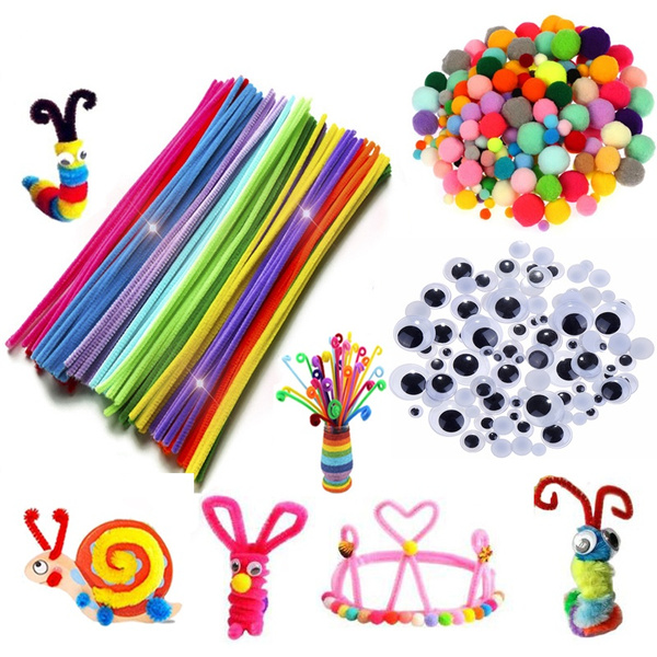 Plush Stick / Pompoms Rainbow Colors Shilly Stick Educational DIY