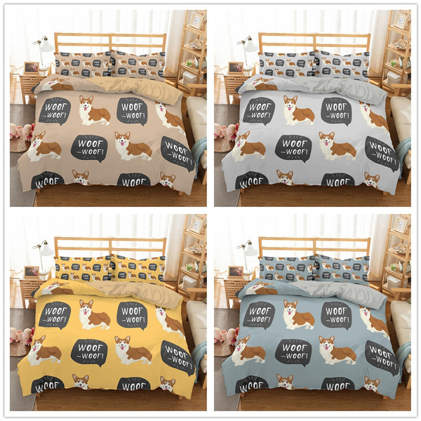 Corgi Portrait Pastel Pattern Print Duvet Cover Bedding Set
