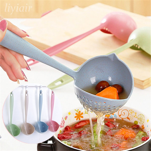 2 in 1 Soup Ladle Filter Creative Colander Long Handle Big Spoon Practical Kitchen Tool