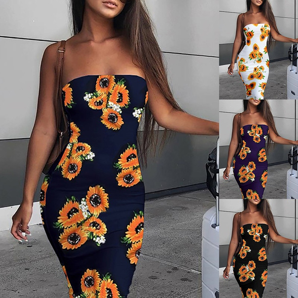 bodycon sunflower dress