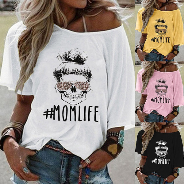 Short Sleeve Shirt Skull Letter Print 