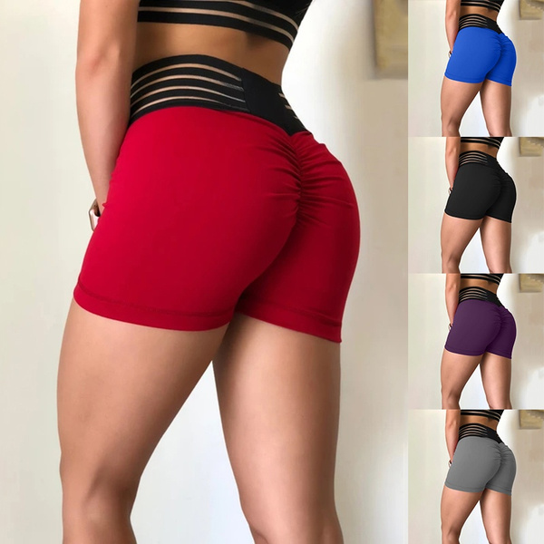 Women Fashion Striped Waistband Shorts Scrunch Butt Short Compression  Breathable Yoga Shorts Push Up Gym Short Workout Elastic High Waist Pants  Rapid Wear Shorts workouts