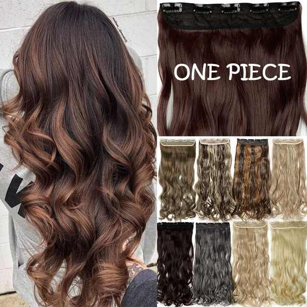 One Piece Natural Thick Hair Extensions 3 4 Full Head Clip In Hair Extensions 17 30Inch Brown Black Blonde